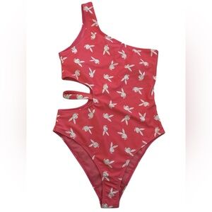 Playboy Hot Pink and White Logo one-piece monokini swimsuit